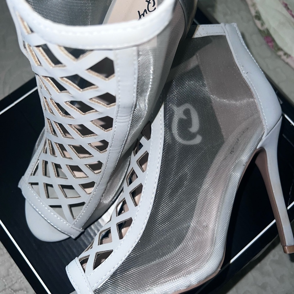 Fierce & Flawless: White Mesh Heeled Stilettos